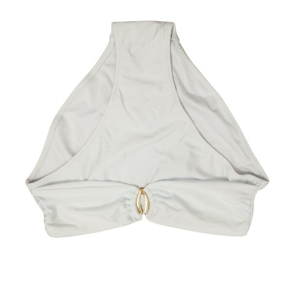 Two-Piece White High-Waisted Bikini Set Halter Tie Top Back Womens Size M - Picture 5 of 8